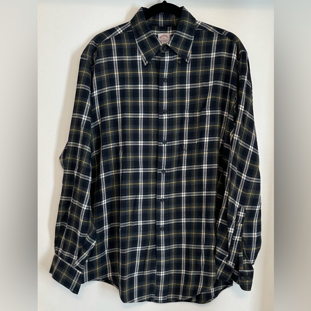 Brooks Brothers Cotton Check Button Down, Medium, Classic Fit